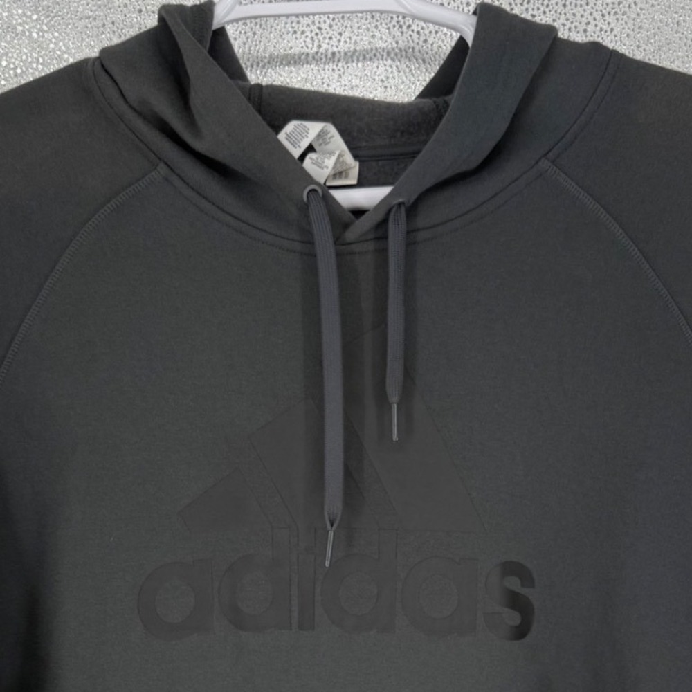 Adidas Mens Pullover Hoodie Dark Grey Tonal Logo Sweatshirt 3XL Cotton Blend